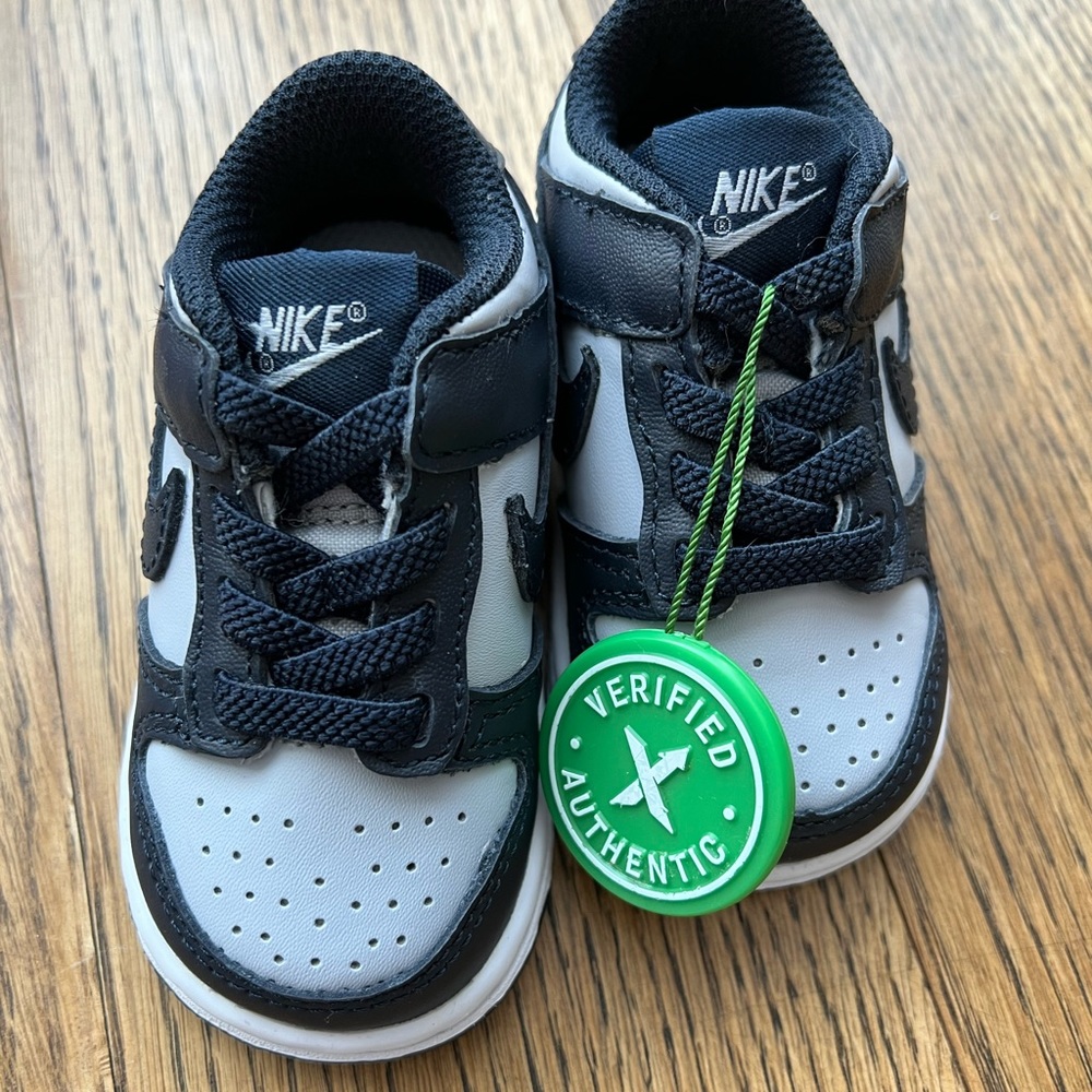 Nike low dunk (tde) blue and grey toddler shoes, size 4c
